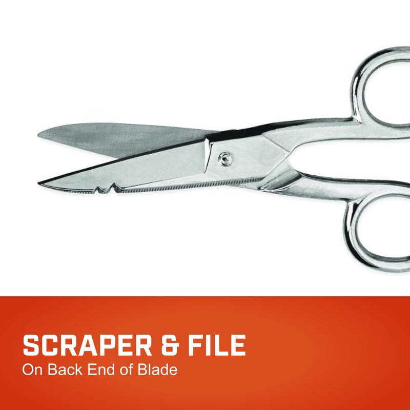 Wiss Crescent Wiss Electrician Scissors - Hot Drop-Forged Steel Wire Cutting Scissors with File, Scraper & Double Stripping Notch - 5" - 175E - Image 4